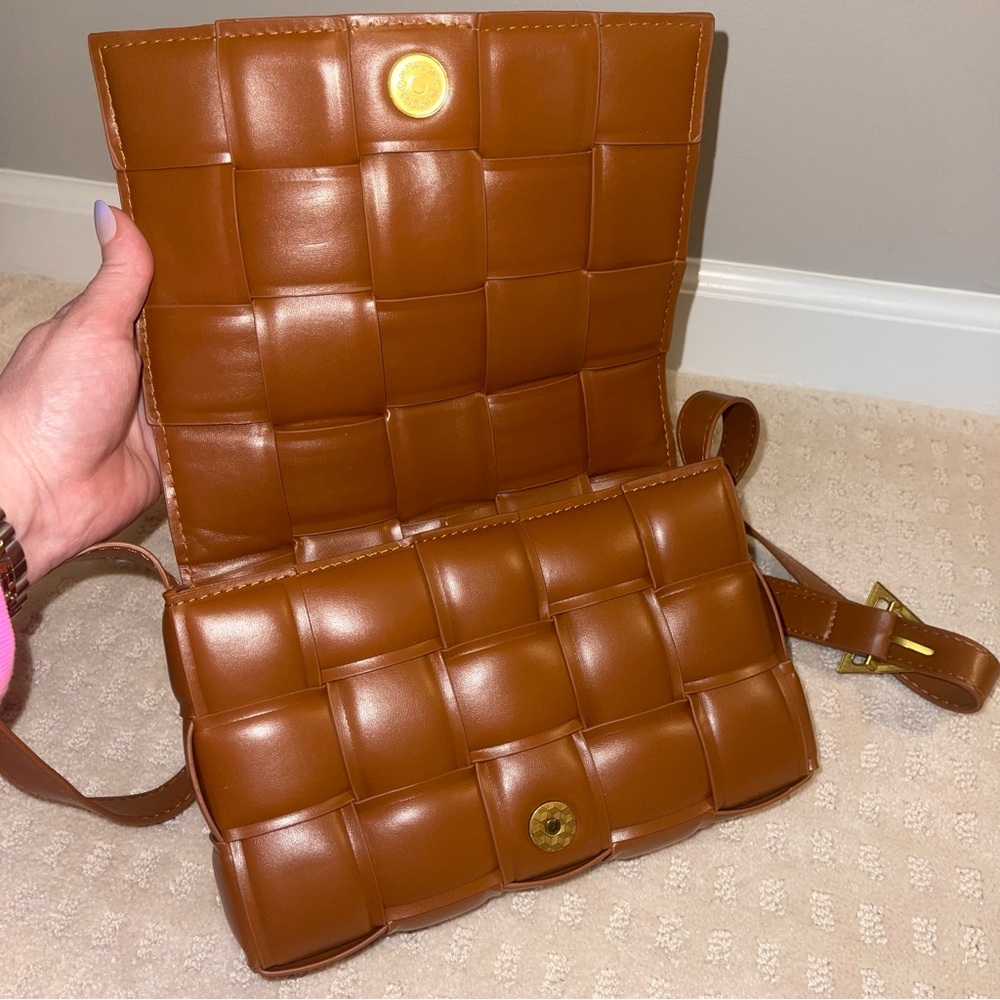 Amazon Brown Woven Leather Crossbody Bag - Picture 4 of 15